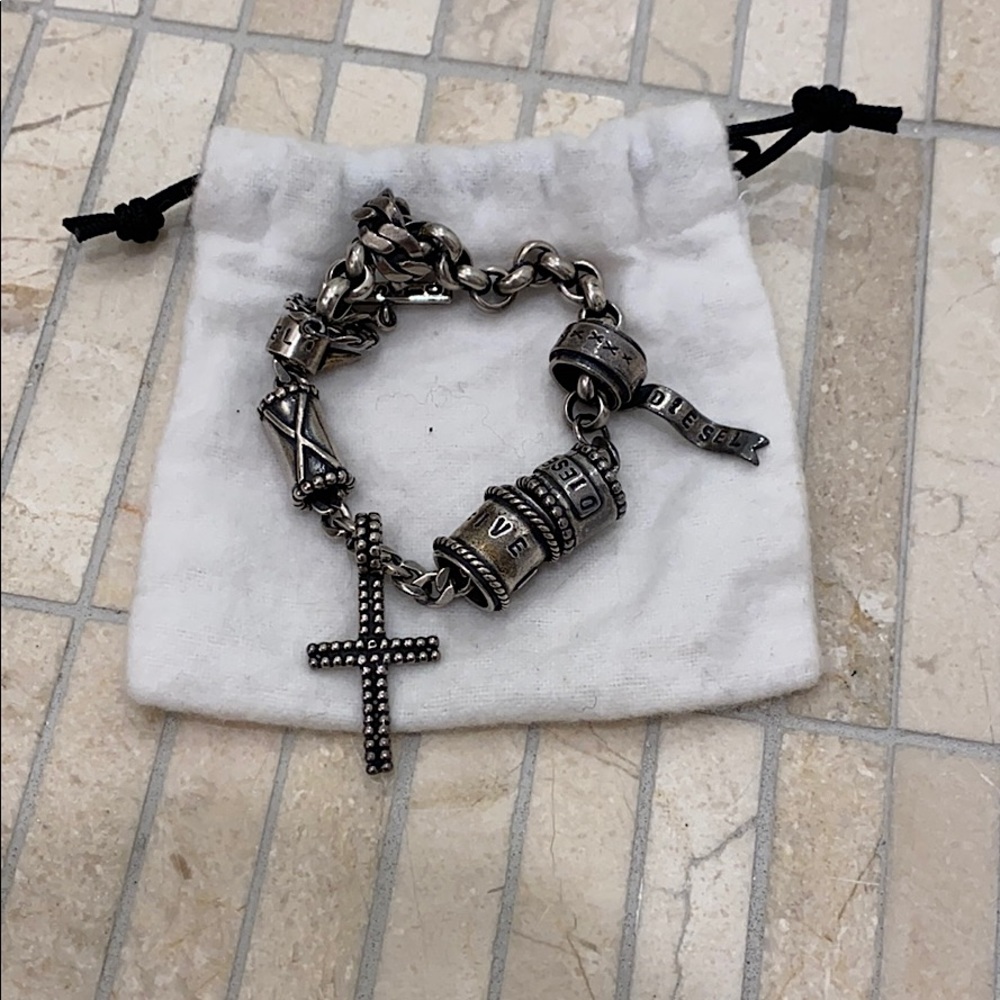 Diesel Silver Cross Bracelet